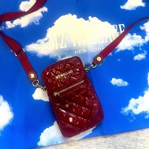 MZ Wallace Micro Crosby in Cranberry Patent, like new, 2 orig straps included.